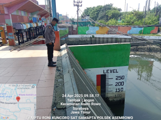 Polsek Asemrowo Laksanakan Patroli Pemantauan Debit Air di Rumah Pompa Balong II