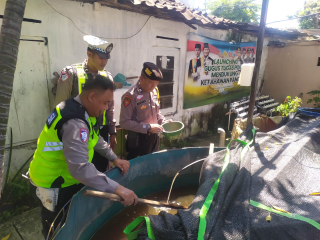 Polsek Semampir Patroli Harkamtibmas dan Pantau Ketahanan Pangan Budidaya Lele di Kampung Tangguh Sidotopo