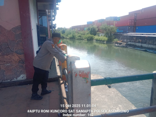 Patroli Polsek Asemrowo di Pintu Air Balong II Pastikan Kondisi Aman dan Terkendali