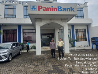 Polsek Asemrowo Laksanakan Patroli Pemantauan Objek Vital Panin Bank Tambak Langon