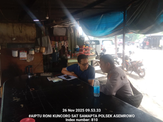 Patroli Harkamtibmas Polsek Asemrowo di Jalan Dumar Industri Sampaikan Himbauan Pencegahan Kerawanan