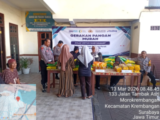 Kapolsek Krembangan Hadiri Kegiatan Gerakan Pangan Murah di Balai RW 06 Morokrembangan