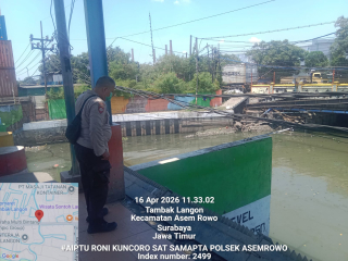 Polsek Asemrowo Laksanakan Pemantauan Debit Air di Rumah Pompa Balong II