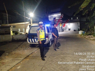 Polsek Krembangan Patroli Pemukiman Warga di Jalan Ikan Kerapu, Antisipasi 3C