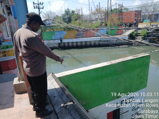 Polsek Asemrowo Pantau Rumah Pompa Balong 2, Pastikan Debit Air dalam Batas Normal