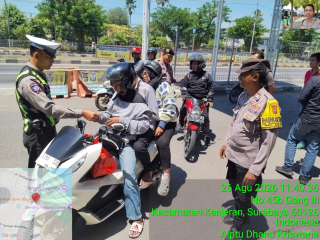 Polres Pelabuhan Tanjung Perak dan Polsek Kenjeran Periksa Kendaraan di Pos Suramadu, Antisipasi 3C