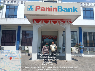 Polsek Asemrowo Patroli Objek Vital di Bank Panin Tambak Langon, Antisipasi 3C
