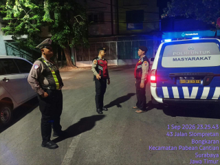 Polsek Pabean Cantikan Patroli Kamtibmas di Jalan Coklat, Antisipasi Kerawanan 3C