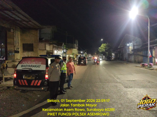 Polsek Asemrowo Patroli Mobile di Sejumlah Ruas Jalan, Antisipasi 3C dan Kejahatan Jalanan
