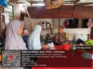 Bhabinkamtibmas Asemrowo Sambangi Ketua RT dan Warga Asem Raya, Sampaikan Imbauan Kamtibmas