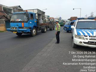 Polsek Krembangan Patroli di Depan SPBU Jalan Kalianak, Antisipasi Kemacetan dan 3C