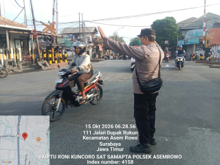 Polsek Asemrowo Patroli di Jalan Tambak Mayor, Antisipasi Kerawanan Lalu Lintas dan 3C