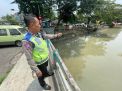 Polsek Pabean Cantikan Cek Ketinggian Air Sungai Kalimas, Terpantau Dalam Situasi Normal