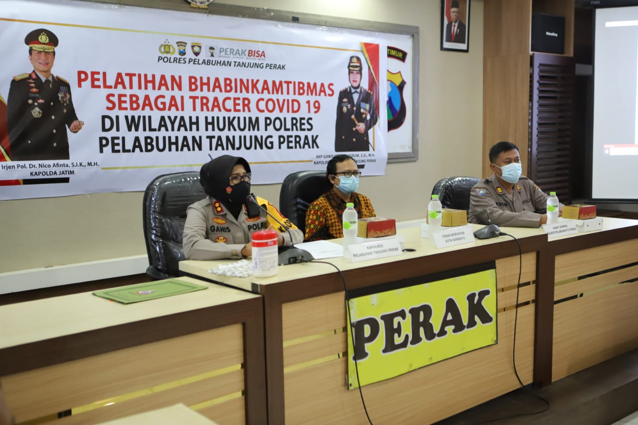 Kapolres Tanjung Perak Pimpin Pelatihan Tracer Covid-19 Yang Diikuti Babinkamtibmas