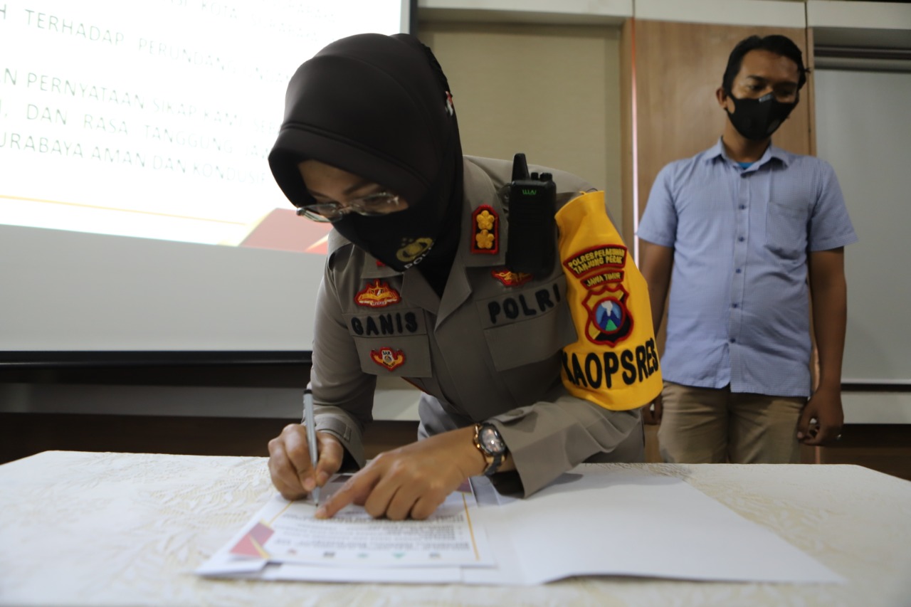 Polres Tanjung Perak Gelar Deklarasi Damai, Anti Tindakan Anarkis & Amankan Pilwali