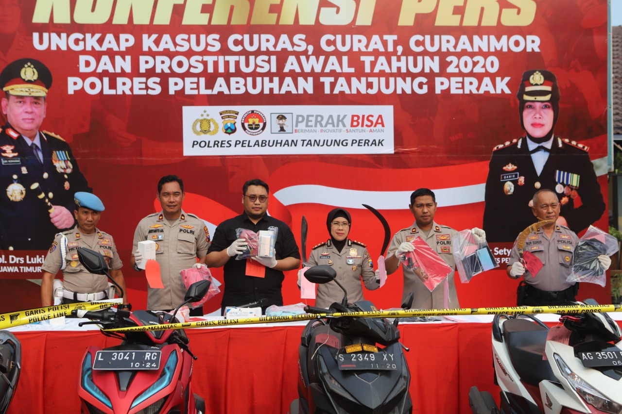 Polres Tanjung Perak Gelar Konferensi Pers Hasil Ungkap 3C Awal Tahun 2020