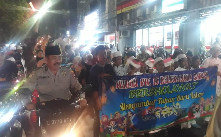 Babinkamtibmas Ampel Lakukan Pengamanan Karnaval Menyambut 1 Muharram 1441