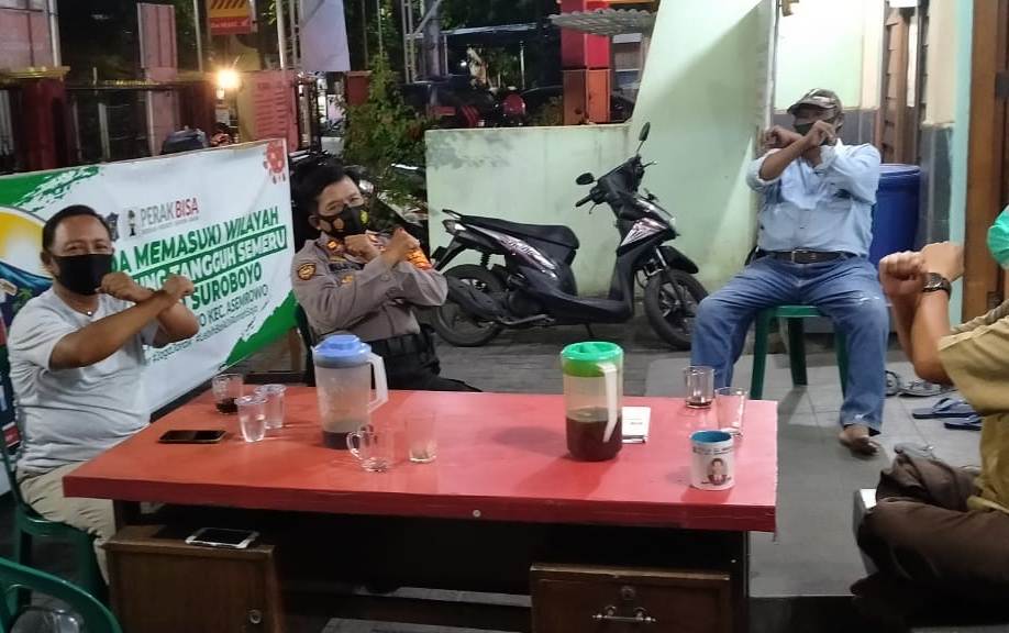 Sambang KTS, Kanit Sabhara Polsek Asemrowo Pantau Penerapan Protokol Kesehatan