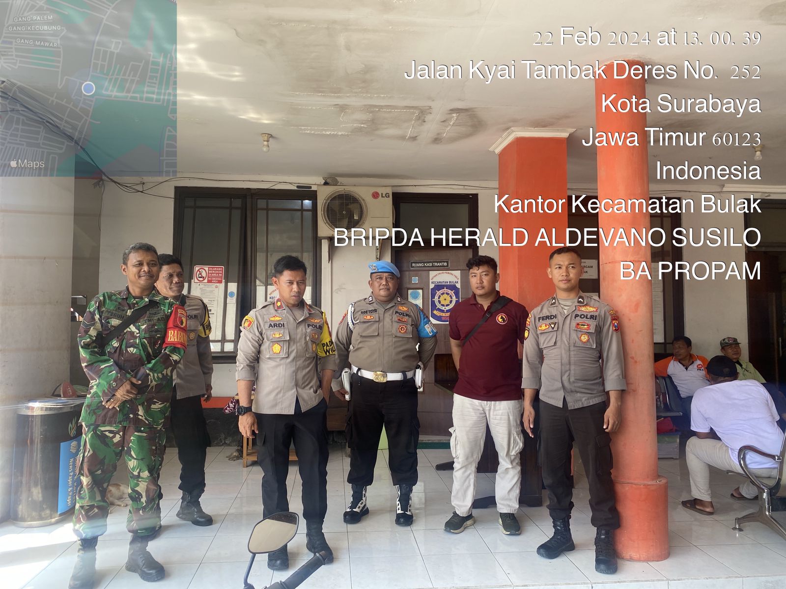 Kapolsek Kenjeran dan Provos Polres Pelabuhan Tanjung Perak Lakukan Pengecekan Anggota PAM PPK Bulak
